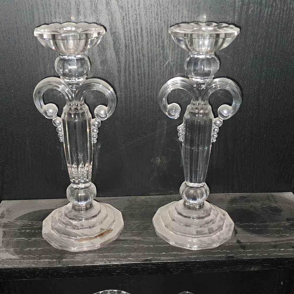 Elegant Clear Glass Candle Holders